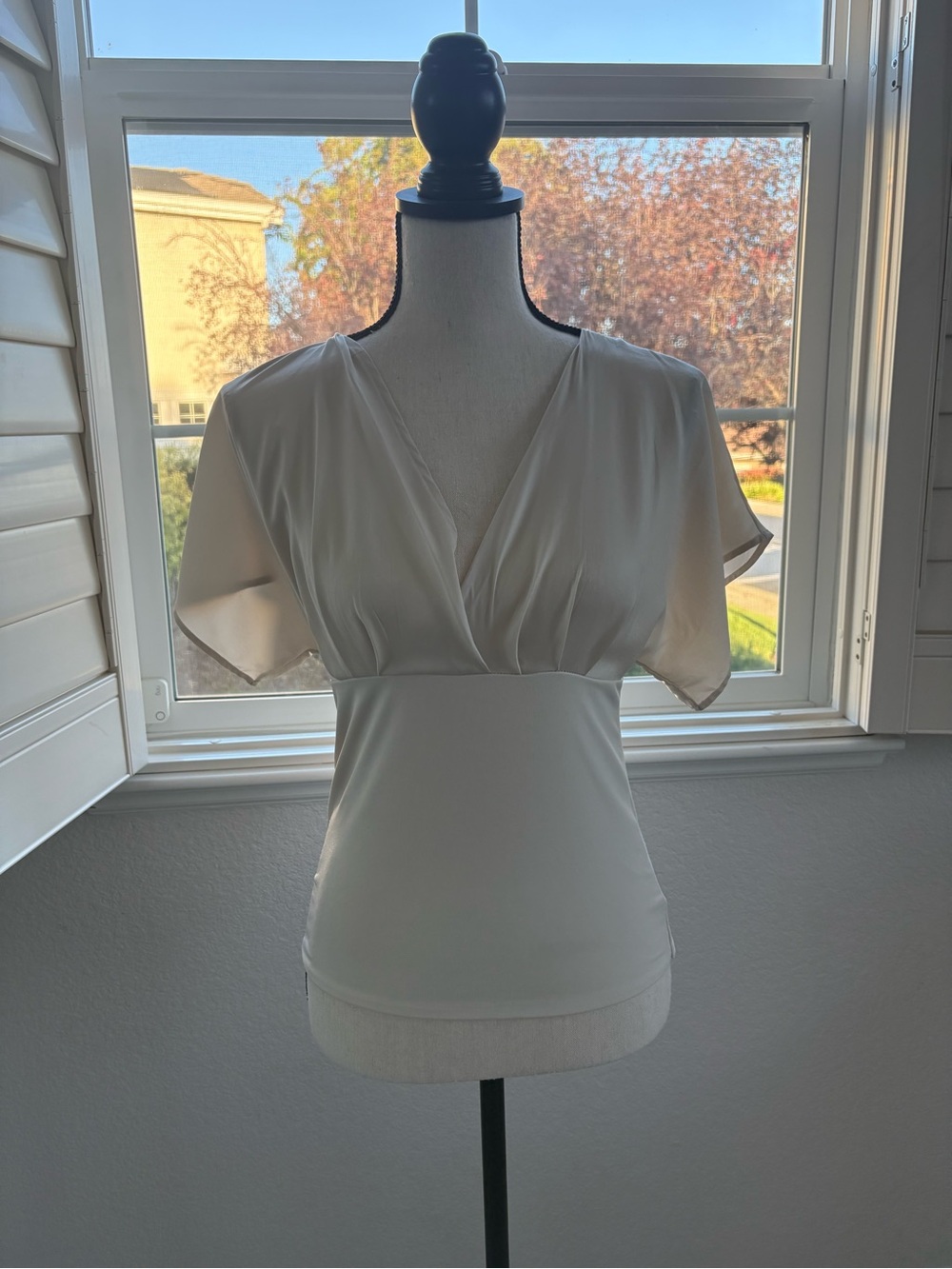 Banana Republic Cream Surplice Flutter-Sleeve Blouse
